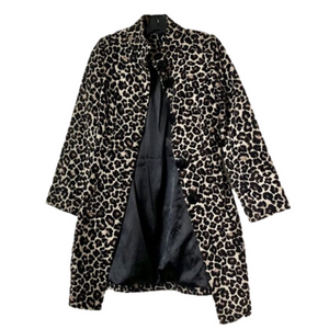 Vintage Leopard Animal Print Long Fabric Coat - 1990s